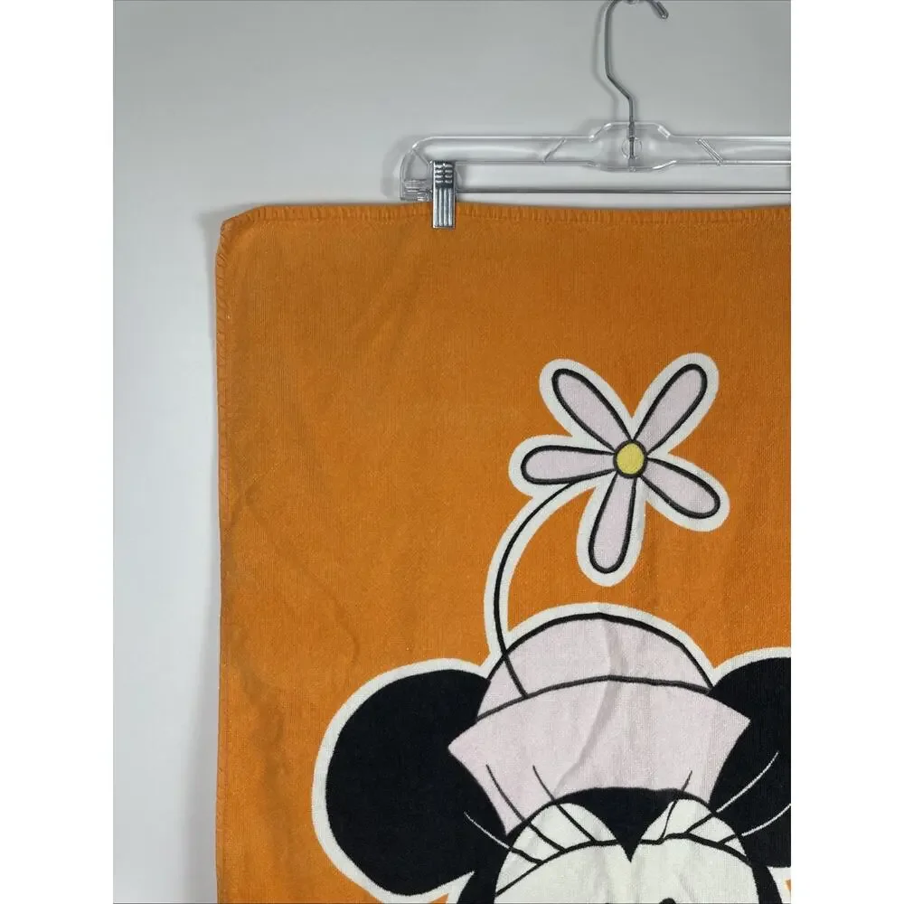 Vintage Disney Minnie Mouse Pink & Orange Beach Towel Mickey & Co. 100% Cotton